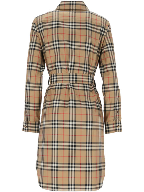 Burberry Vintage Check-Pattern Belted Shirt Dress