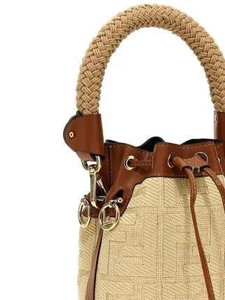 Fendi Mon Tresor Natural straw mini-bag with FF embroidery