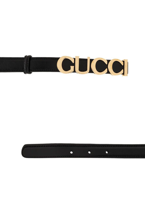 Gucci Logo Lettering Plaque Buckle Belt