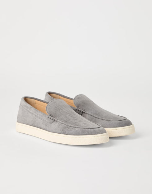 Brunello cucinelli chevron effect suede loafers