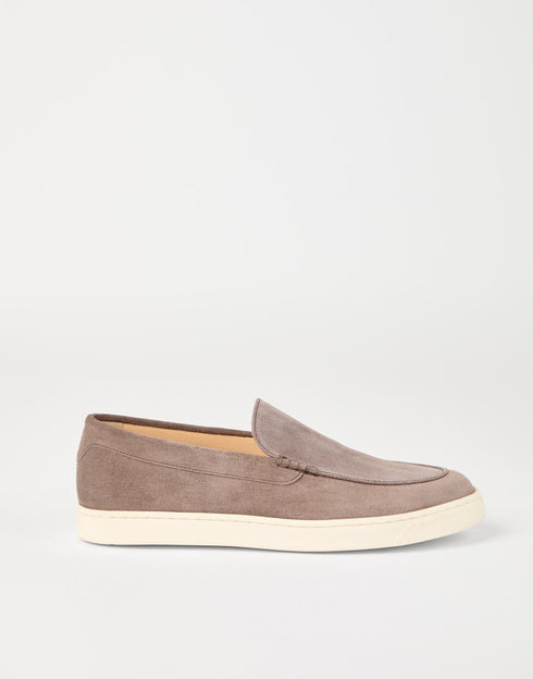 Brunello cucinelli chevron effect suede loafer wine
