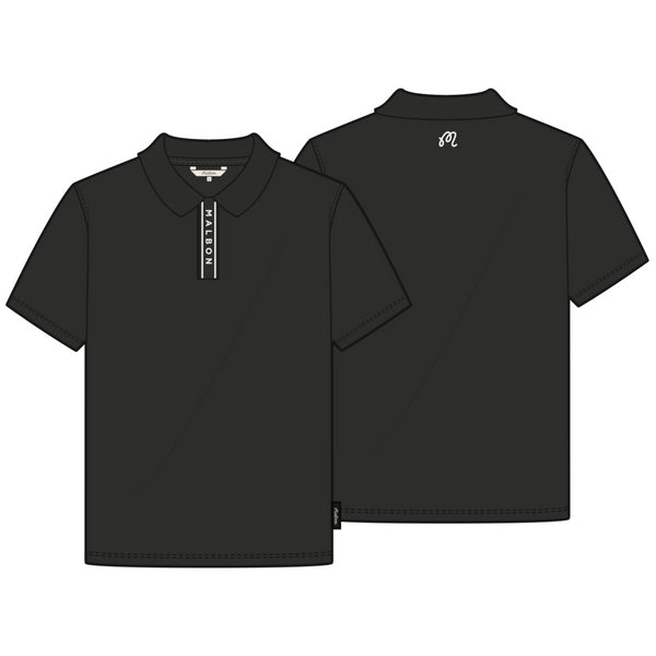 Malbon BLOCK PLACKET POLO - BLACK