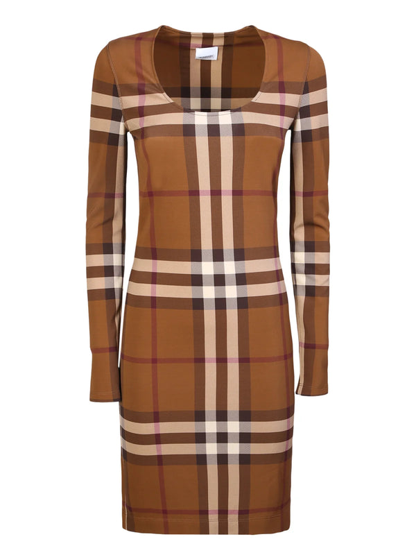 Burberry Exaggerated Check Crewneck Dress