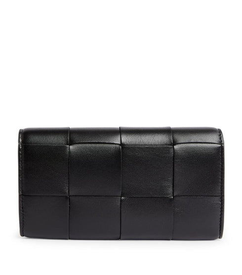 BOTTEGA VENETA Leather Intreccio Flap Wallet