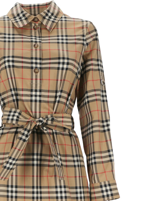 Burberry Vintage Check-Pattern Belted Shirt Dress