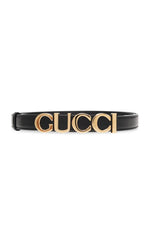 Gucci Logo Lettering Plaque Buckle Belt