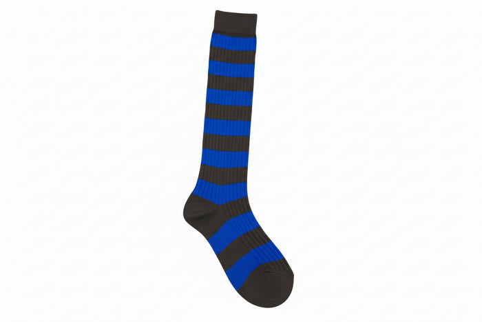 Gallo Women’s long green ribbed cotton socks with two-tone stripes