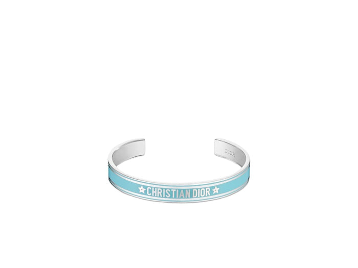 Dior Code Bangle In Silver-Finish Metal And Turquoise Lacquer