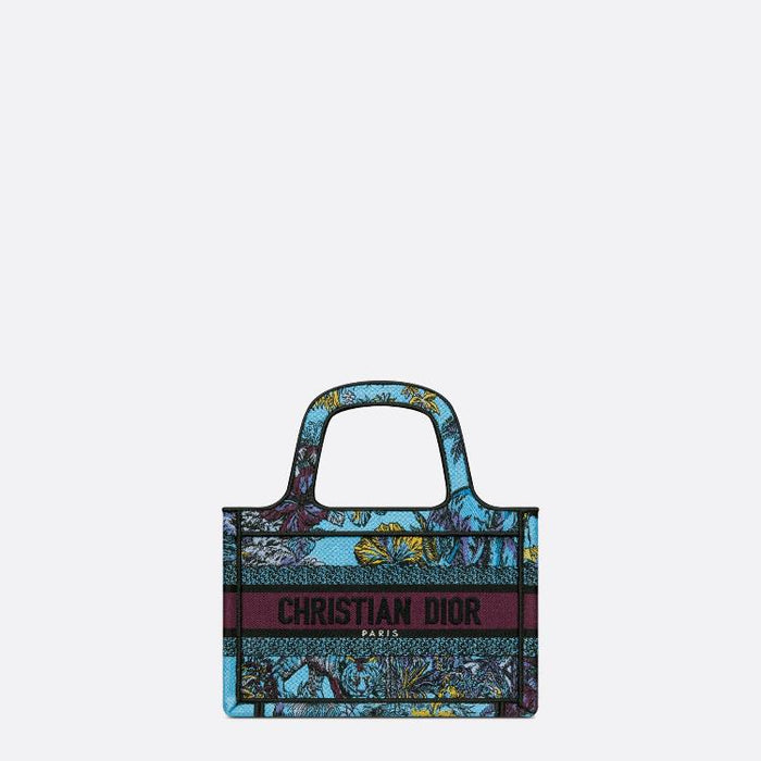 Dior Mini Dior Book Tote Celestial Blue Multicolor Toile De Jouy Voyage Embroidery