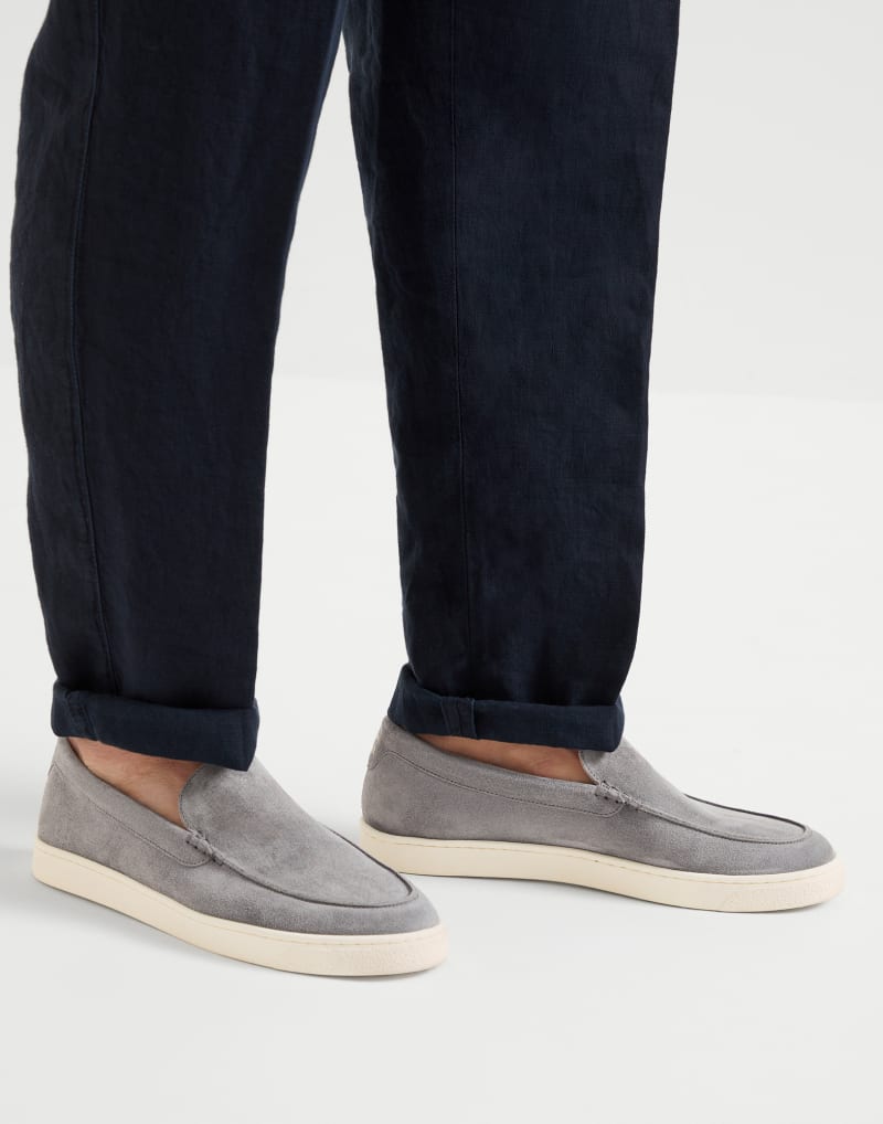 Brunello cucinelli chevron effect suede loafers