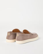 Brunello cucinelli chevron effect suede loafer wine