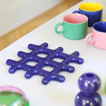 Klevering Trivet grid blue