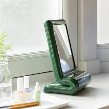 Klevering Mirror vanity whip green