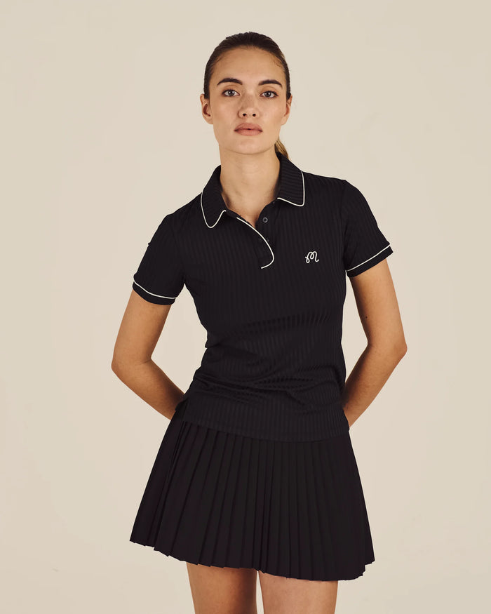 Malbon ANNA SS POLO - BLACK/IVORY