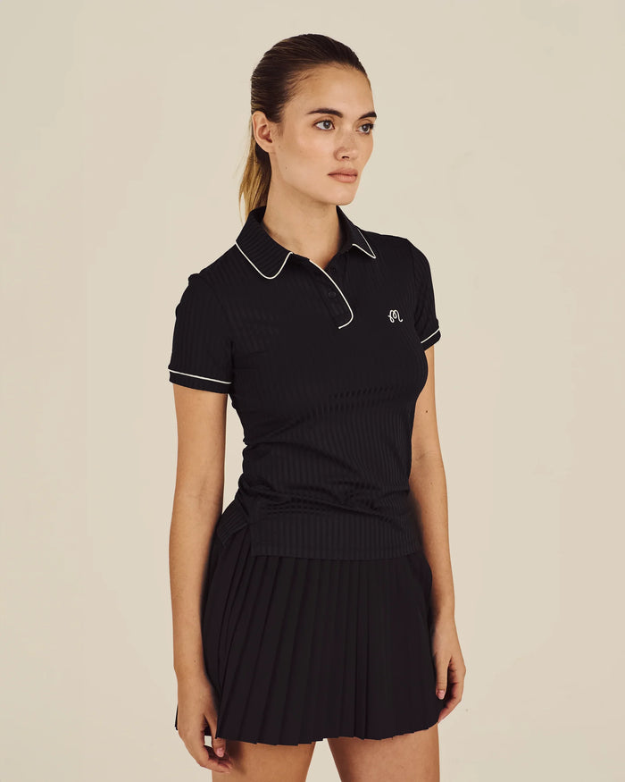 Malbon ANNA SS POLO - BLACK/IVORY