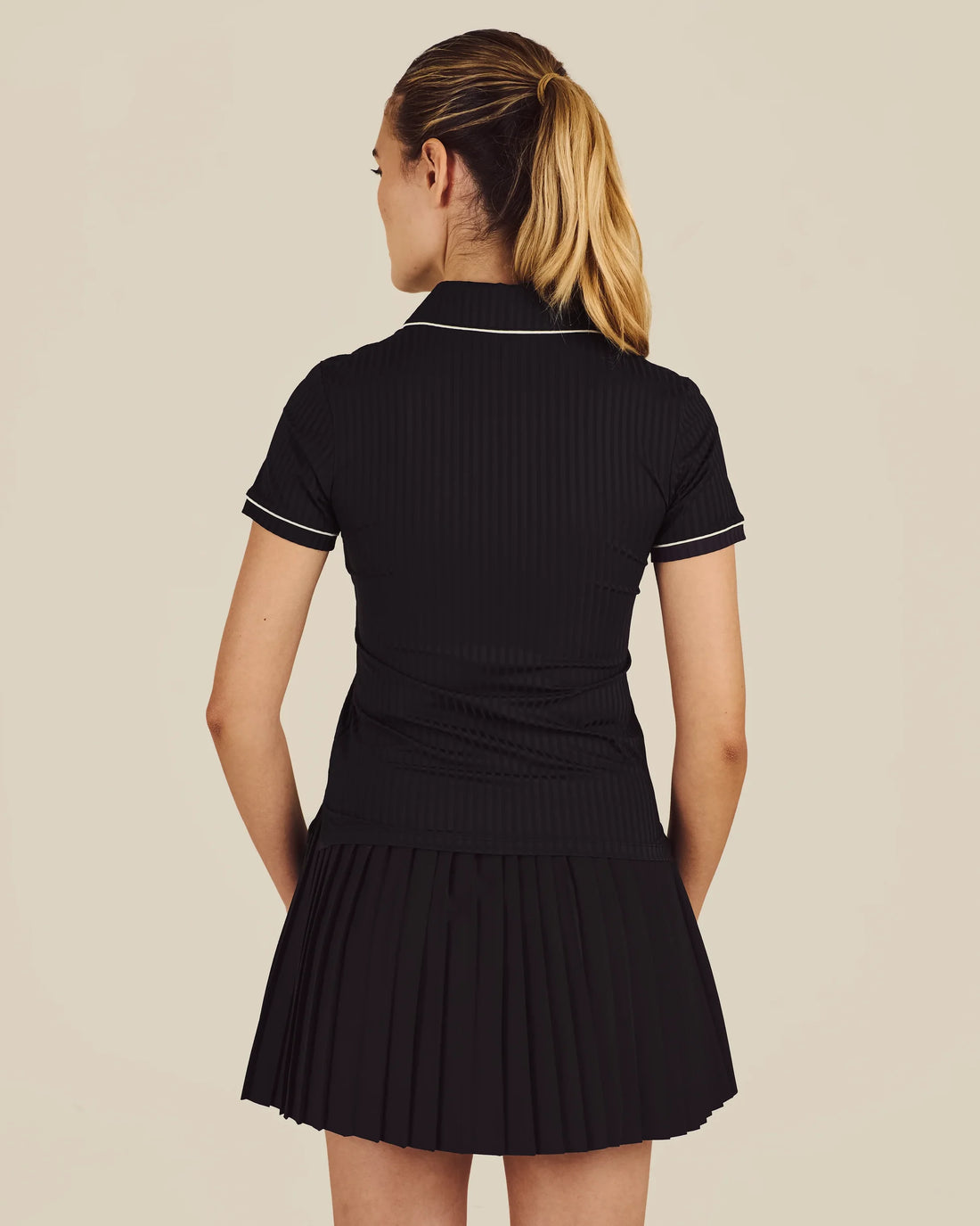 Malbon ANNA SS POLO - BLACK/IVORY