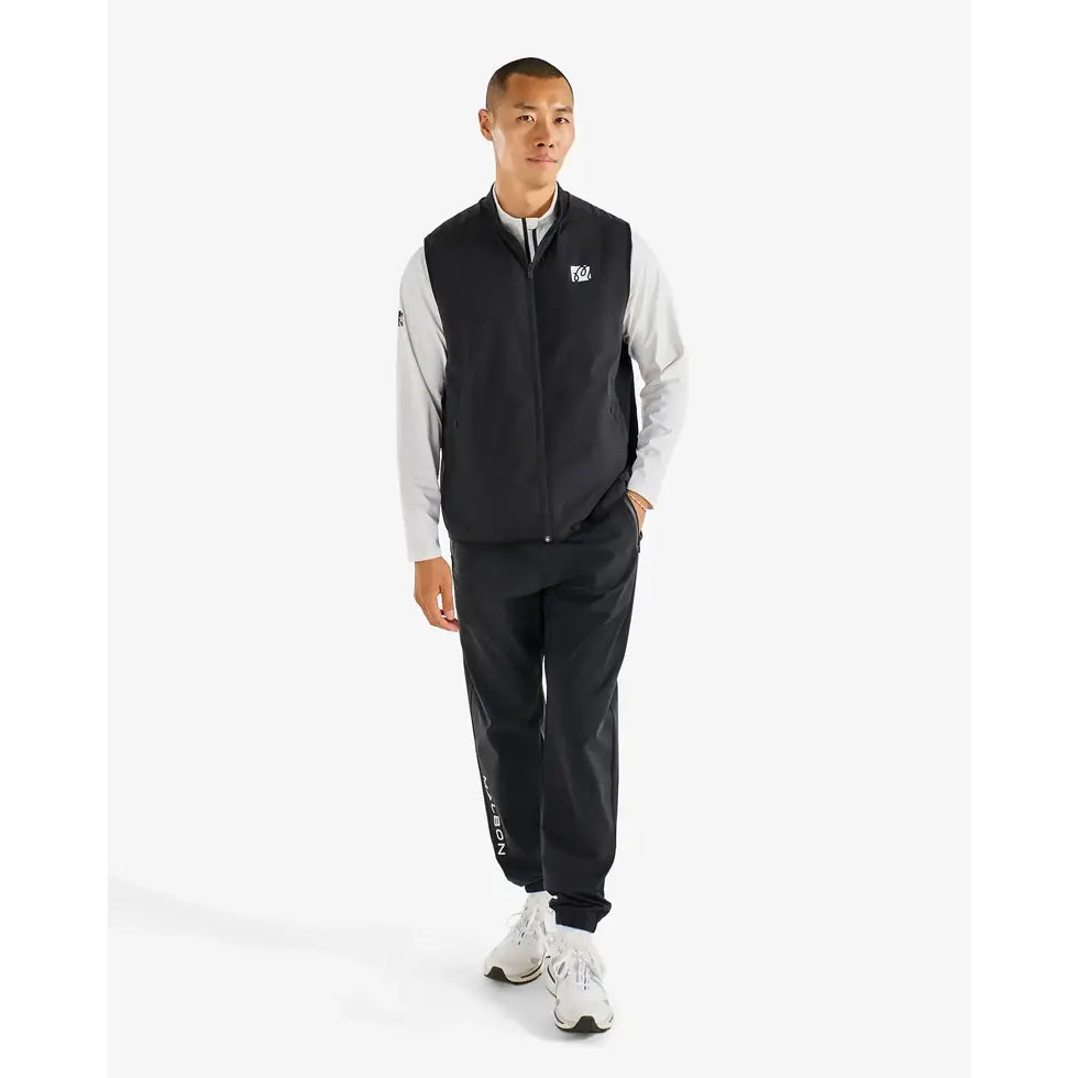 MALBON PERFORMANCE RIBBED PANEL VEST - BLACK
