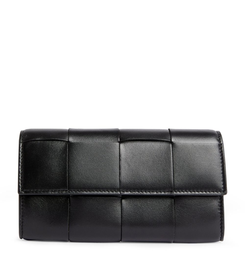BOTTEGA VENETA  Leather Intreccio Flap Wallet