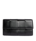 BOTTEGA VENETA  Leather Intreccio Flap Wallet