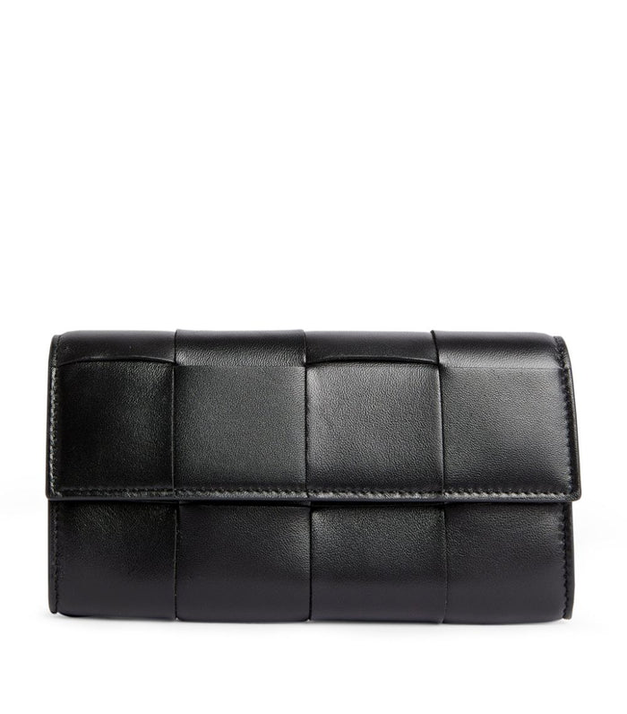 BOTTEGA VENETA  Leather Intreccio Flap Wallet
