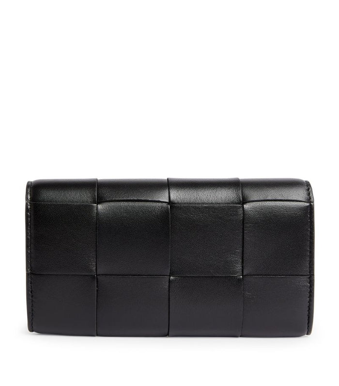 BOTTEGA VENETA  Leather Intreccio Flap Wallet