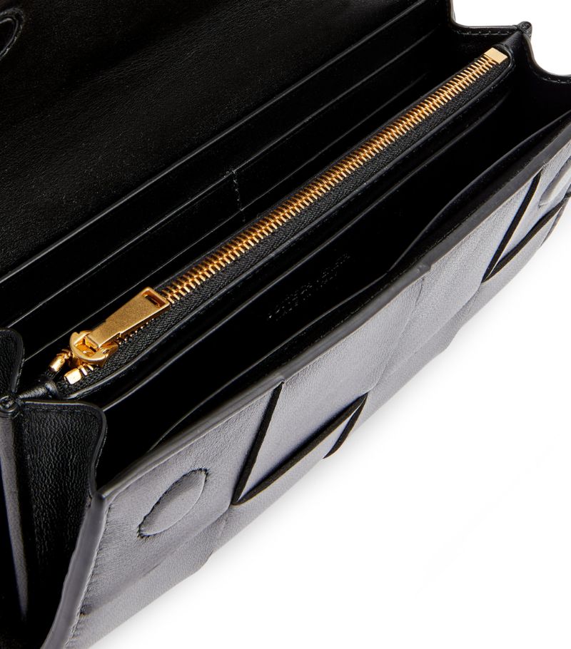 BOTTEGA VENETA  Leather Intreccio Flap Wallet